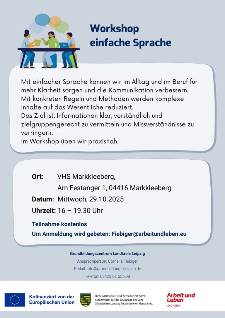 Workshop zu einfacher Sprache in Markkleeberg