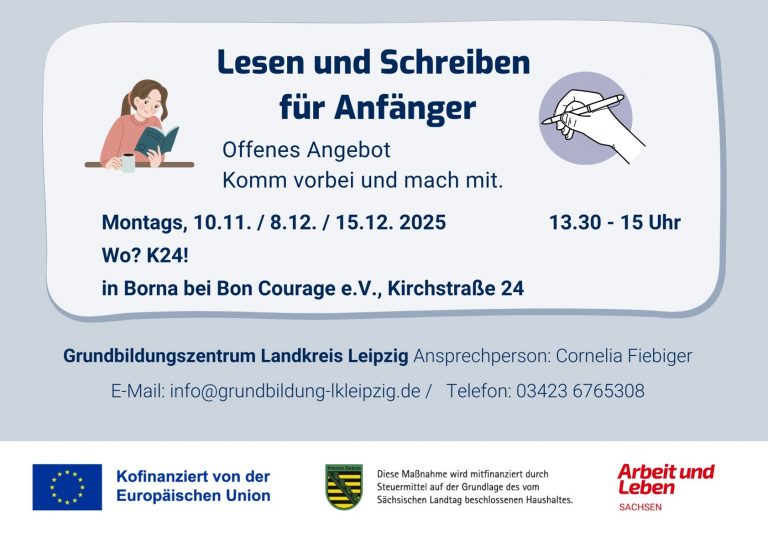 Offenes Angebot: „Lesen und Schreiben für Anfänger“